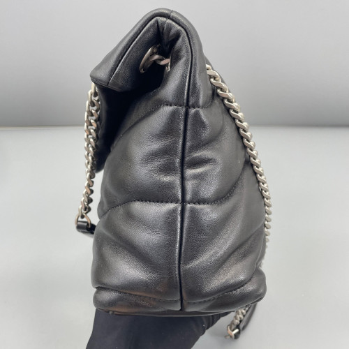 Yves Saint Laurent Small Loulou Puffer Chain Soft Calfskin Black
