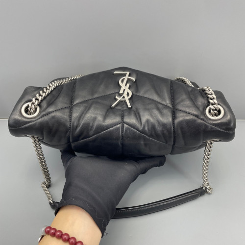 Yves Saint Laurent Small Loulou Puffer Chain Soft Calfskin Black