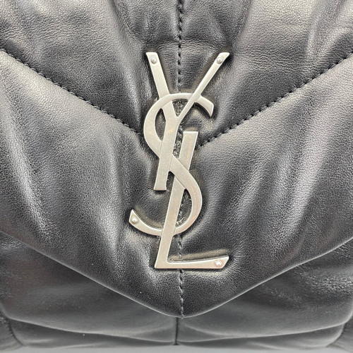 Yves Saint Laurent Small Loulou Puffer Chain Soft Calfskin Black