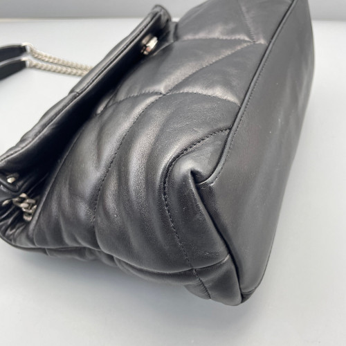 Yves Saint Laurent Small Loulou Puffer Chain Soft Calfskin Black
