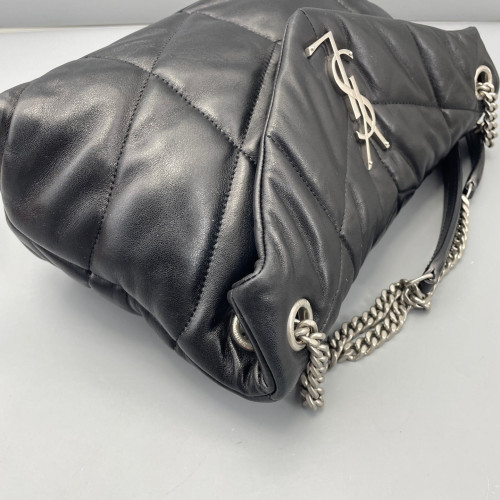 Yves Saint Laurent Small Loulou Puffer Chain Soft Calfskin Black