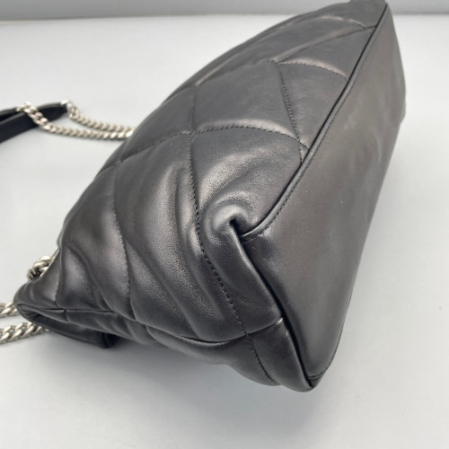 Yves Saint Laurent Small Loulou Puffer Chain Soft Calfskin Black