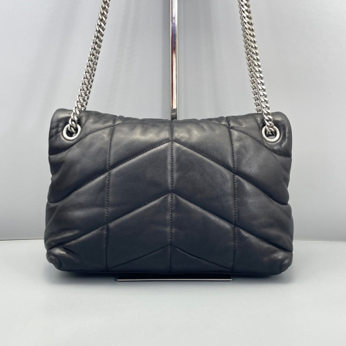 Yves Saint Laurent Small Loulou Puffer Chain Soft Calfskin Black