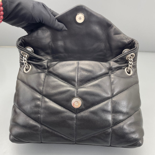 Yves Saint Laurent Small Loulou Puffer Chain Soft Calfskin Black