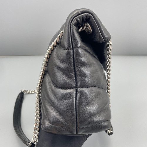 Yves Saint Laurent Small Loulou Puffer Chain Soft Calfskin Black