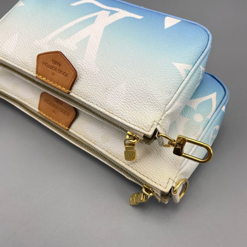 Louis Vuitton Multi Pochette Accessories Monogram Giant Blue White