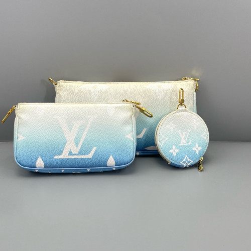 Louis Vuitton Multi Pochette Accessories Monogram Giant Blue White