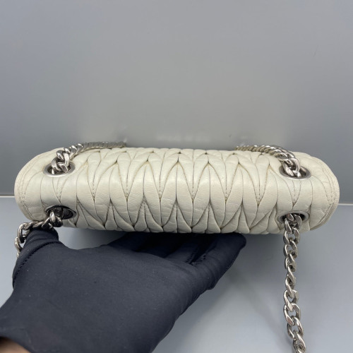 Miu Miu Crossbody Bag Crumpled Lambskin Beige
