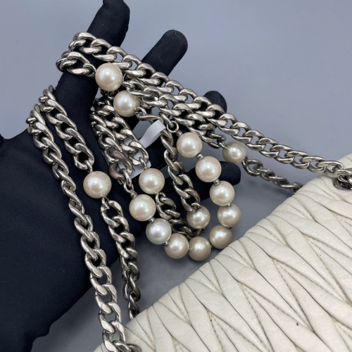 Miu Miu Crossbody Bag Crumpled Lambskin Beige