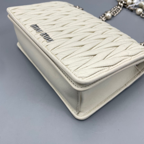 Miu Miu Crossbody Bag Crumpled Lambskin Beige