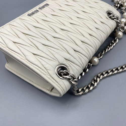 Miu Miu Crossbody Bag Crumpled Lambskin Beige
