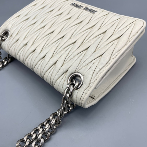 Miu Miu Crossbody Bag Crumpled Lambskin Beige