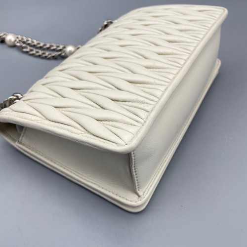 Miu Miu Crossbody Bag Crumpled Lambskin Beige