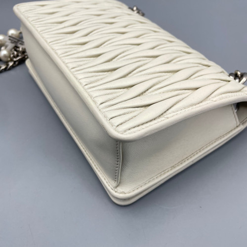 Miu Miu Crossbody Bag Crumpled Lambskin Beige