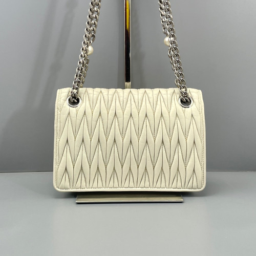 Miu Miu Crossbody Bag Crumpled Lambskin Beige