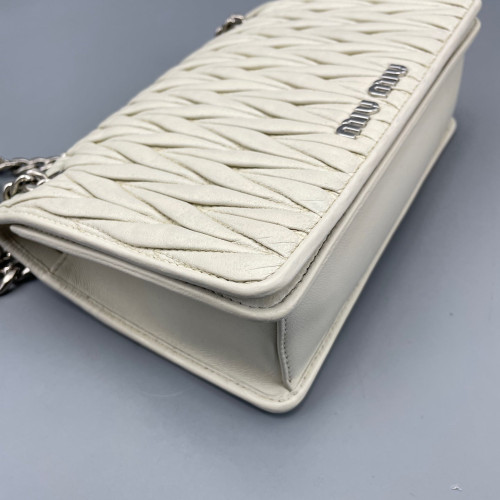 Miu Miu Crossbody Bag Crumpled Lambskin Beige