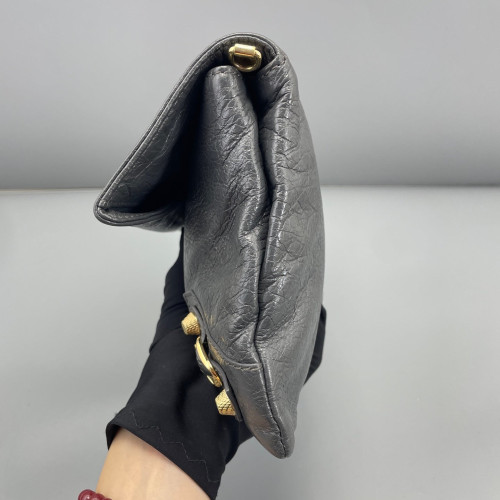 Balenciaga Giant 12 Envelope Clutch Corssbody Bag Arena Lambskin Dark Grey