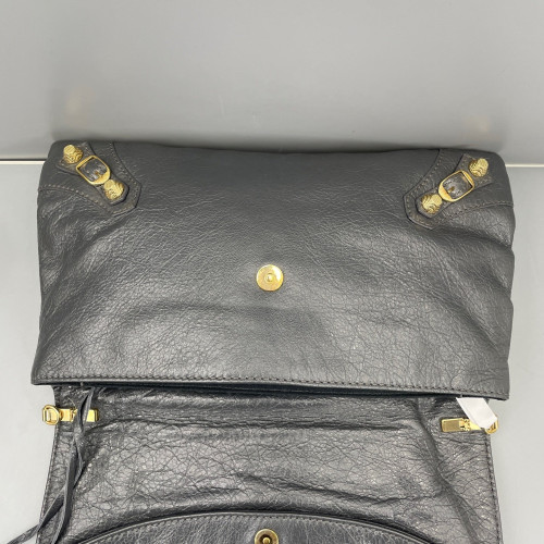 Balenciaga Giant 12 Envelope Clutch Corssbody Bag Arena Lambskin Dark Grey