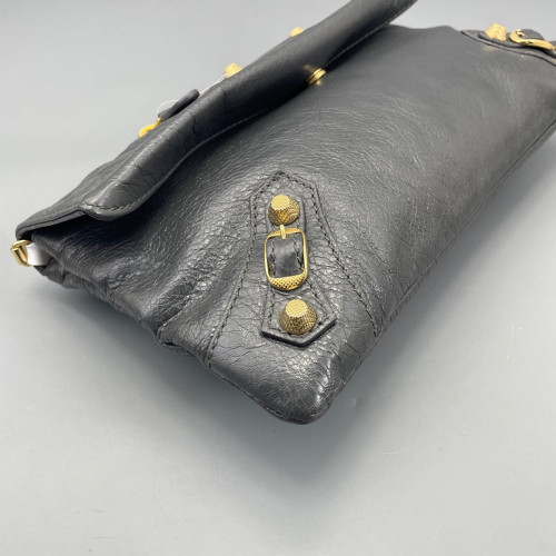 Balenciaga Giant 12 Envelope Clutch Corssbody Bag Arena Lambskin Dark Grey