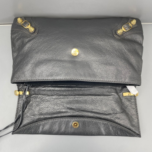 Balenciaga Giant 12 Envelope Clutch Corssbody Bag Arena Lambskin Dark Grey