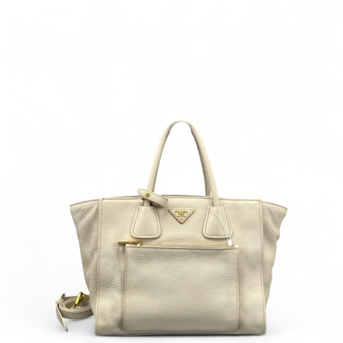 Prada Tote Bag Grained Calfskin White