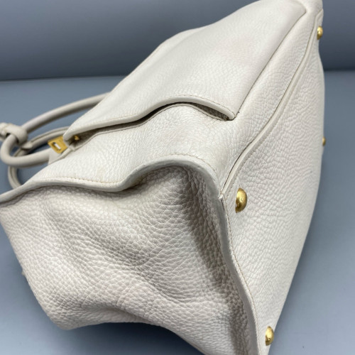 Prada Tote Bag Grained Calfskin White