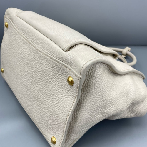 Prada Tote Bag Grained Calfskin White
