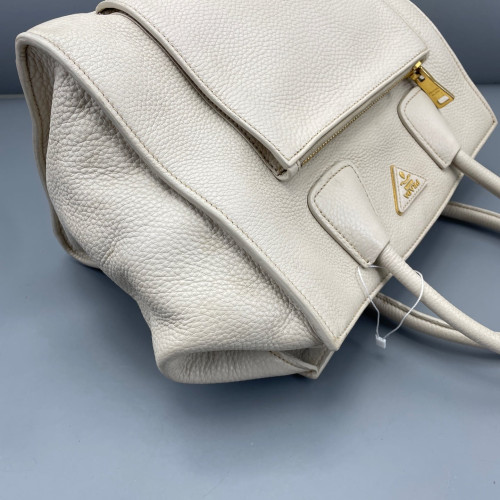 Prada Tote Bag Grained Calfskin White