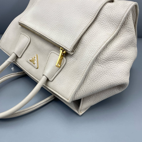 Prada Tote Bag Grained Calfskin White