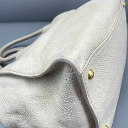 Prada Tote Bag Grained Calfskin White