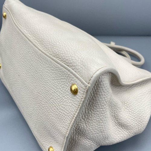 Prada Tote Bag Grained Calfskin White