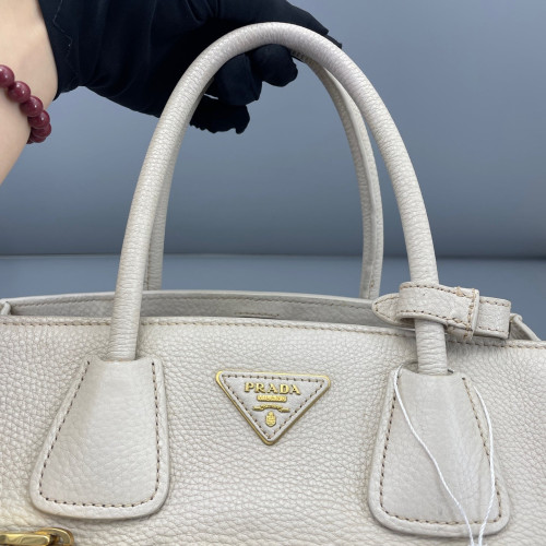 Prada Tote Bag Grained Calfskin White