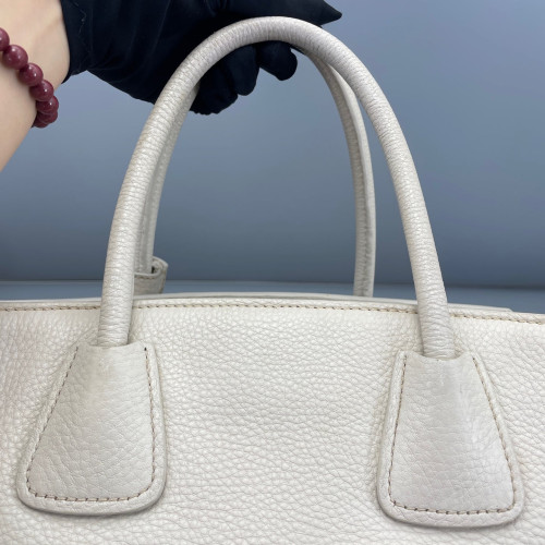 Prada Tote Bag Grained Calfskin White