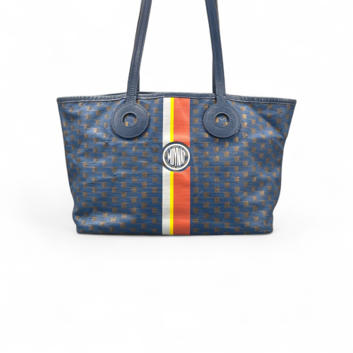 Moynat M Tote PM Calfskin Toile 1920 Monogram Blue Brown White Moynat M Tote PM Calfskin Toile 1920 Monogram Blue Brown White