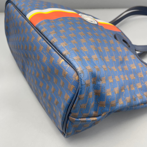 Moynat M Tote PM Calfskin Toile 1920 Monogram Blue Brown White Moynat M Tote PM Calfskin Toile 1920 Monogram Blue Brown White