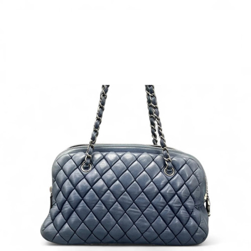 Chanel Quilted Bowling Bag Calfskin Dusty Blue