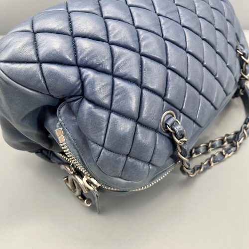 Chanel Quilted Bowling Bag Calfskin Dusty Blue