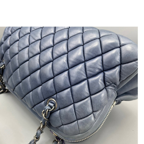 Chanel Quilted Bowling Bag Calfskin Dusty Blue