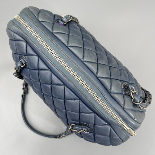 Chanel Quilted Bowling Bag Calfskin Dusty Blue