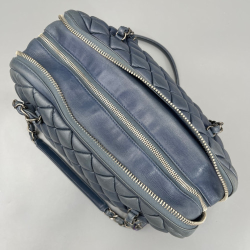 Chanel Quilted Bowling Bag Calfskin Dusty Blue