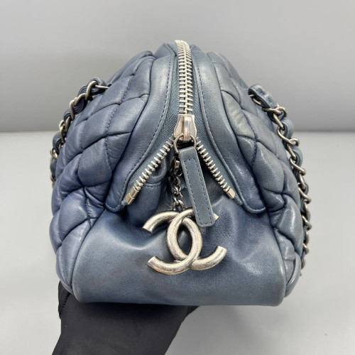 Chanel Quilted Bowling Bag Calfskin Dusty Blue