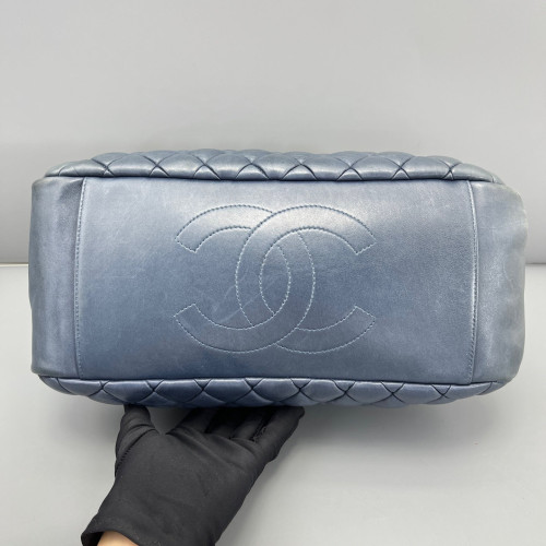 Chanel Quilted Bowling Bag Calfskin Dusty Blue