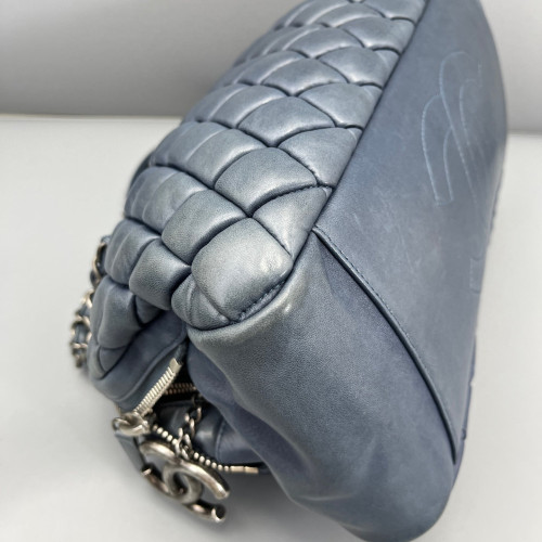 Chanel Quilted Bowling Bag Calfskin Dusty Blue