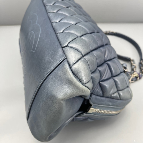 Chanel Quilted Bowling Bag Calfskin Dusty Blue