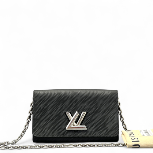 Louis Vuitton Twist Belt Chain Wallet Epi Black