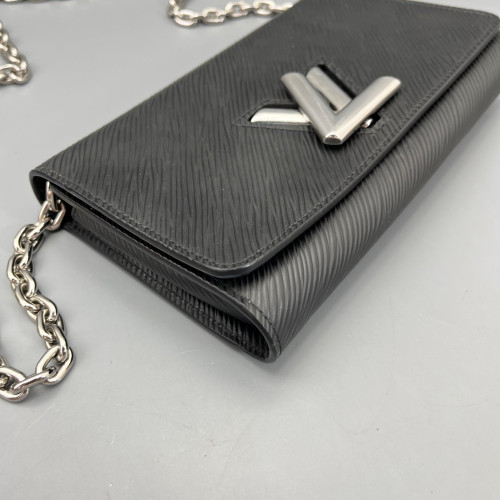 Louis Vuitton Twist Belt Chain Wallet Epi Black