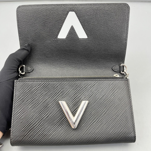 Louis Vuitton Twist Belt Chain Wallet Epi Black
