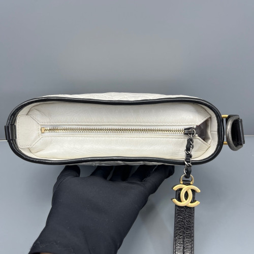 Chanel Quilted Small Gabrielle Hobo Calfskin Black White Chanel Quilted Small Gabrielle Hobo Calfskin Black White