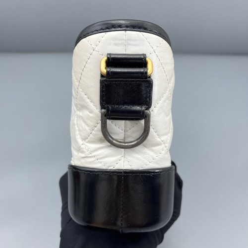 Chanel Quilted Small Gabrielle Hobo Calfskin Black White Chanel Quilted Small Gabrielle Hobo Calfskin Black White
