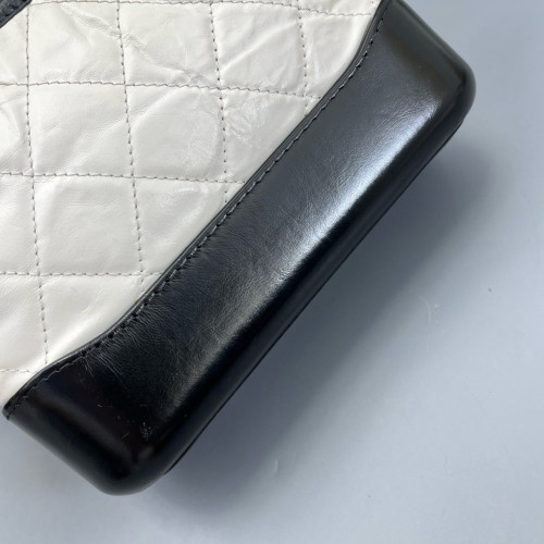 Chanel Quilted Small Gabrielle Hobo Calfskin Black White Chanel Quilted Small Gabrielle Hobo Calfskin Black White